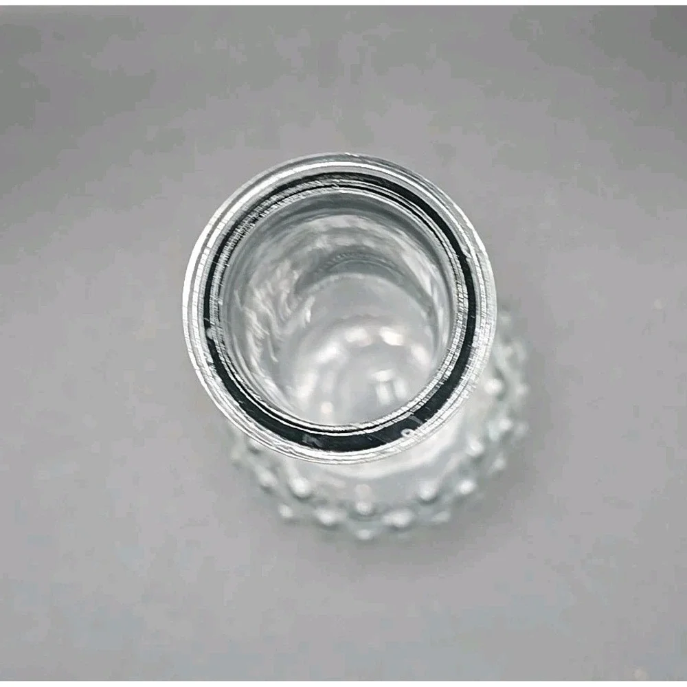 Vintage Clear Glass Round Hobnail Bottom Long Neck Bud Vase USA 8 1/2